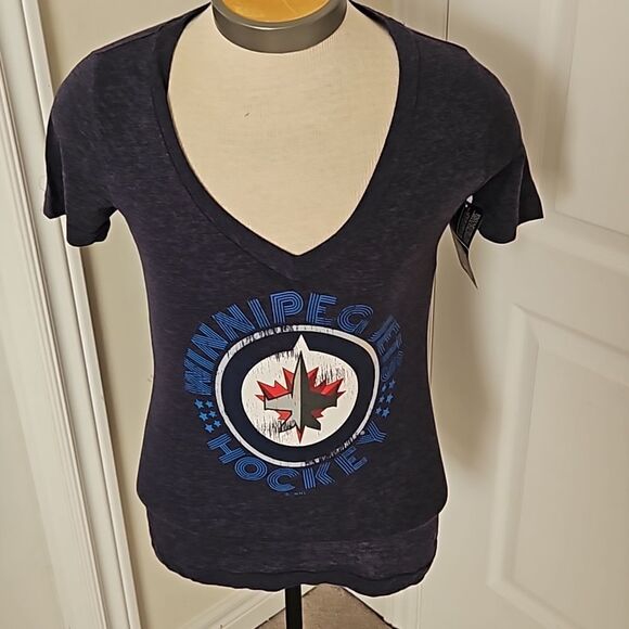 NHL Women's Hockey Logo Winnipeg Jets T-shirt Navy Blue Medium - Picture 6 of 16